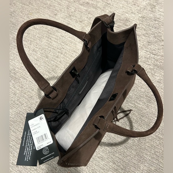 Rebecca Minkoff Suede Daren Tote Chocolate Brown - Picture 8 of 8